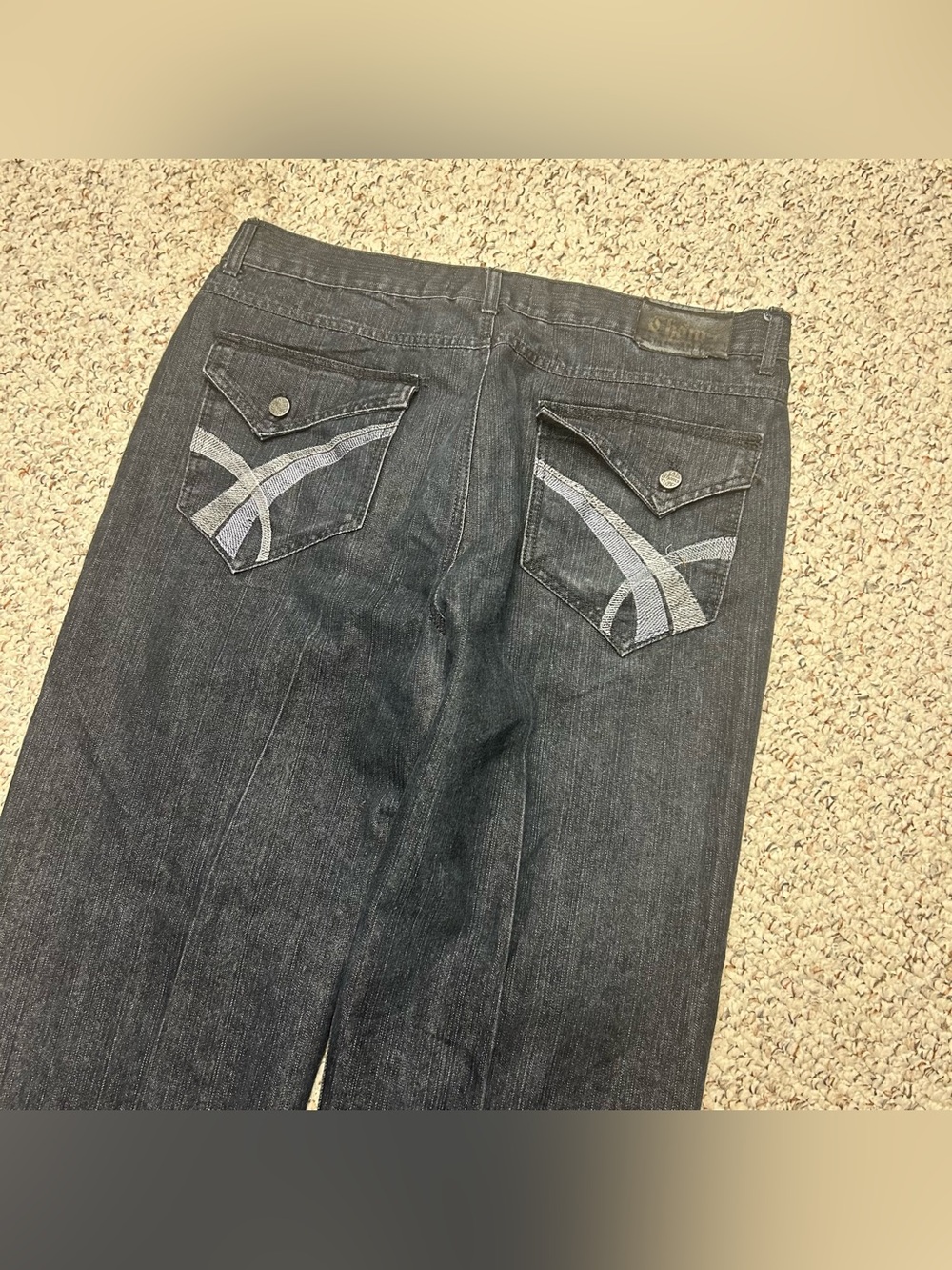 Vintage Y2K Chams Jeans Company Mens 38x30 Pants Black Loose Fit Straight Leg